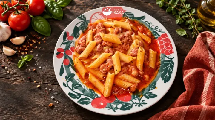 Penne com Calabresa ao Molho de Tomate